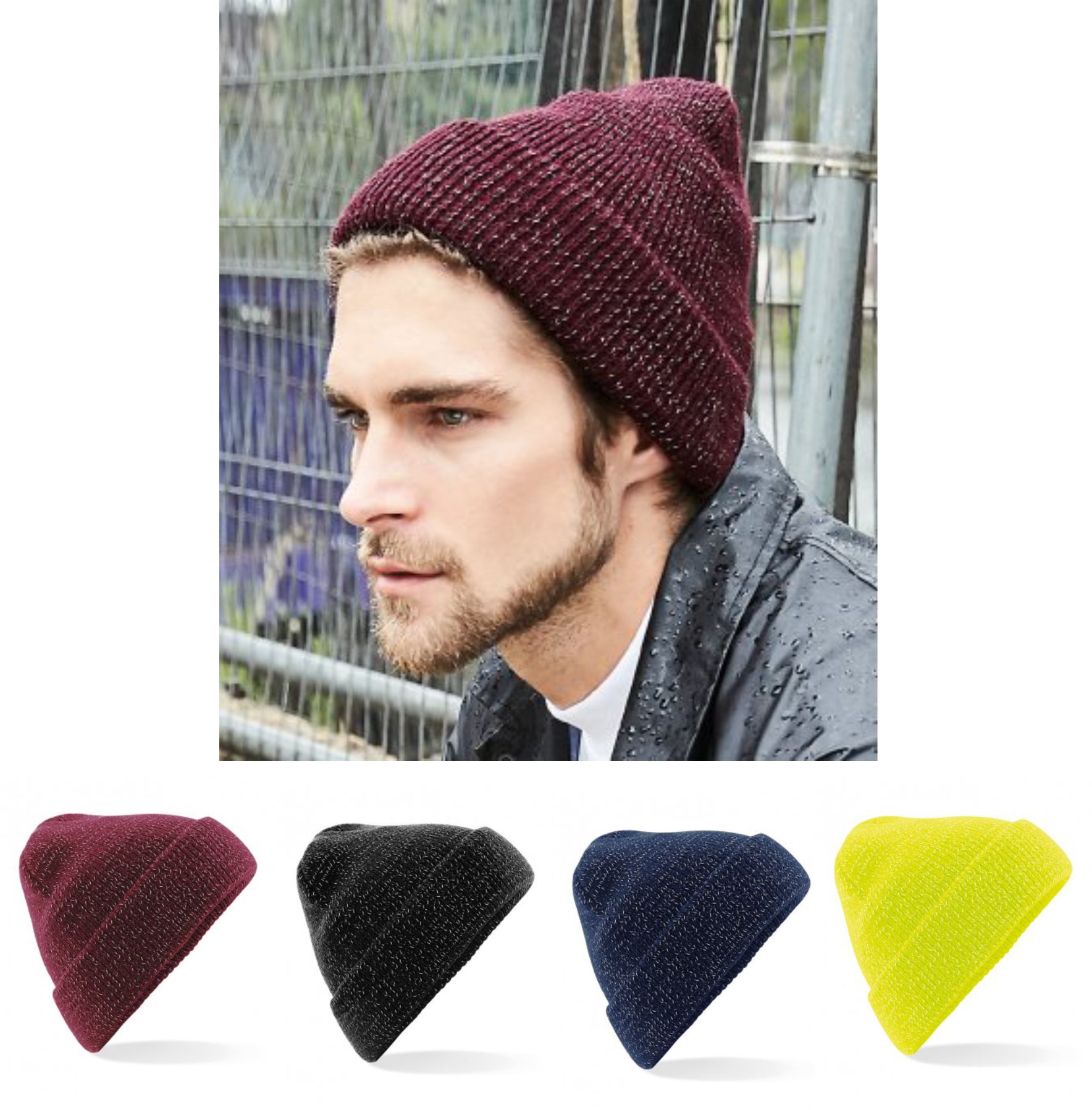 BB407 Beechfield Reflective Beanie - Click Image to Close